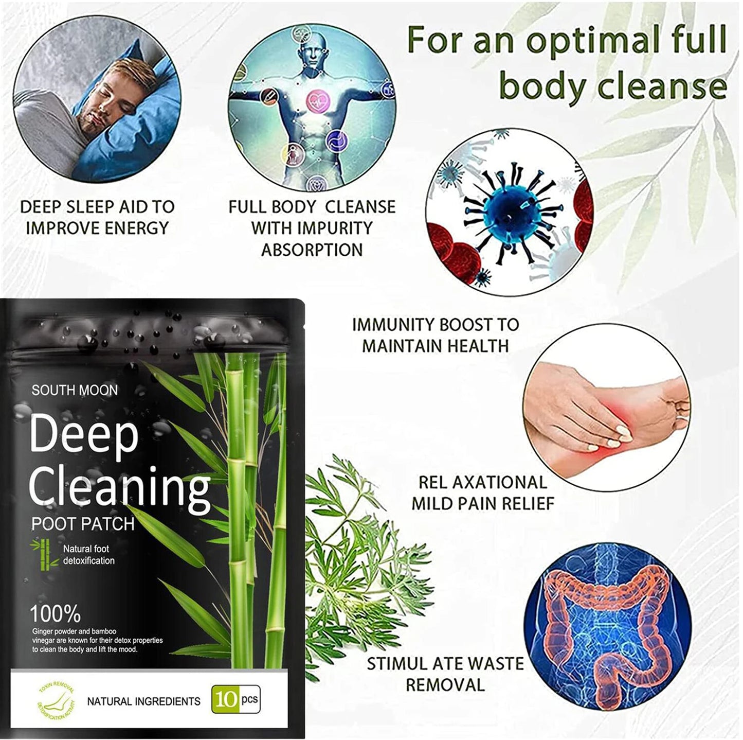 Natural Ginger Bamboo Foot Detox Patches.