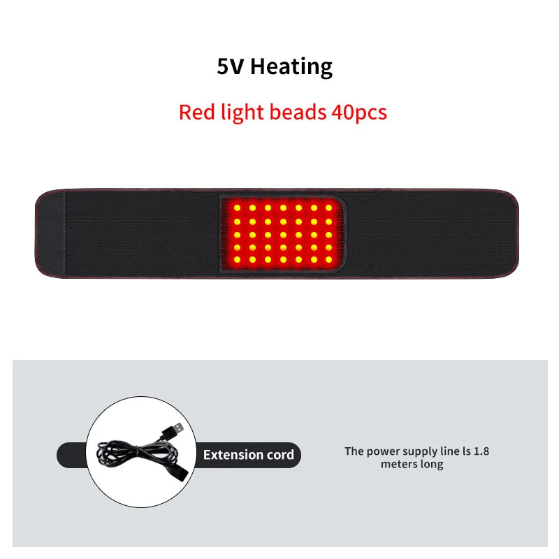 Red Light Therapy Belt -3-Gear Heat & Vibration，