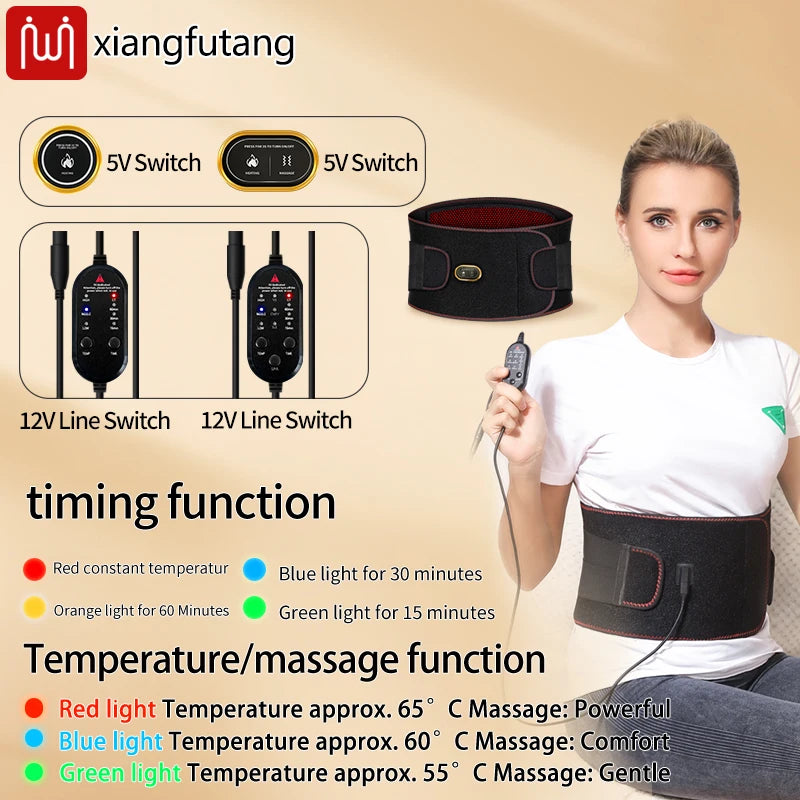 Red Light Therapy Belt -3-Gear Heat & Vibration，