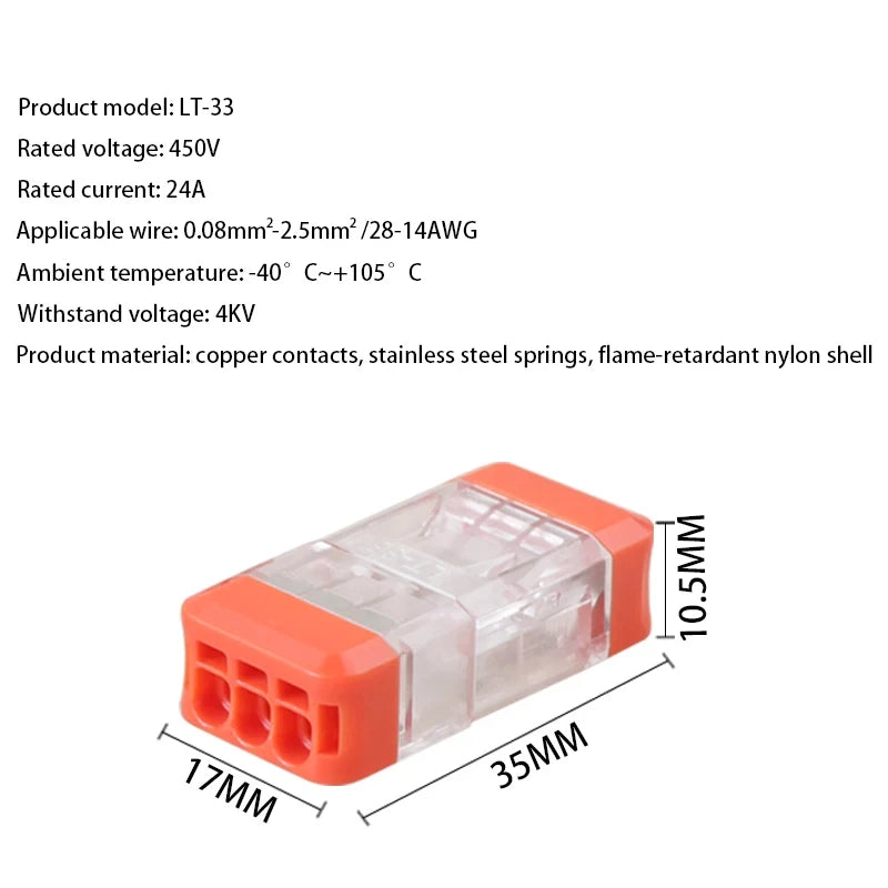 5/10 Pcs LT-22 LT-33 Quick Connect Terminal Plug.