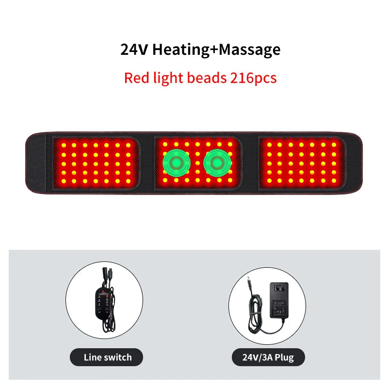 Red Light Therapy Belt -3-Gear Heat & Vibration，