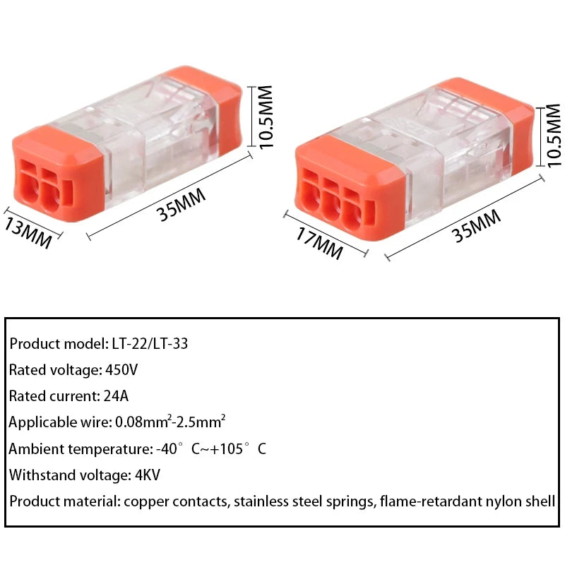 5/10 Pcs LT-22 LT-33 Quick Connect Terminal Plug.