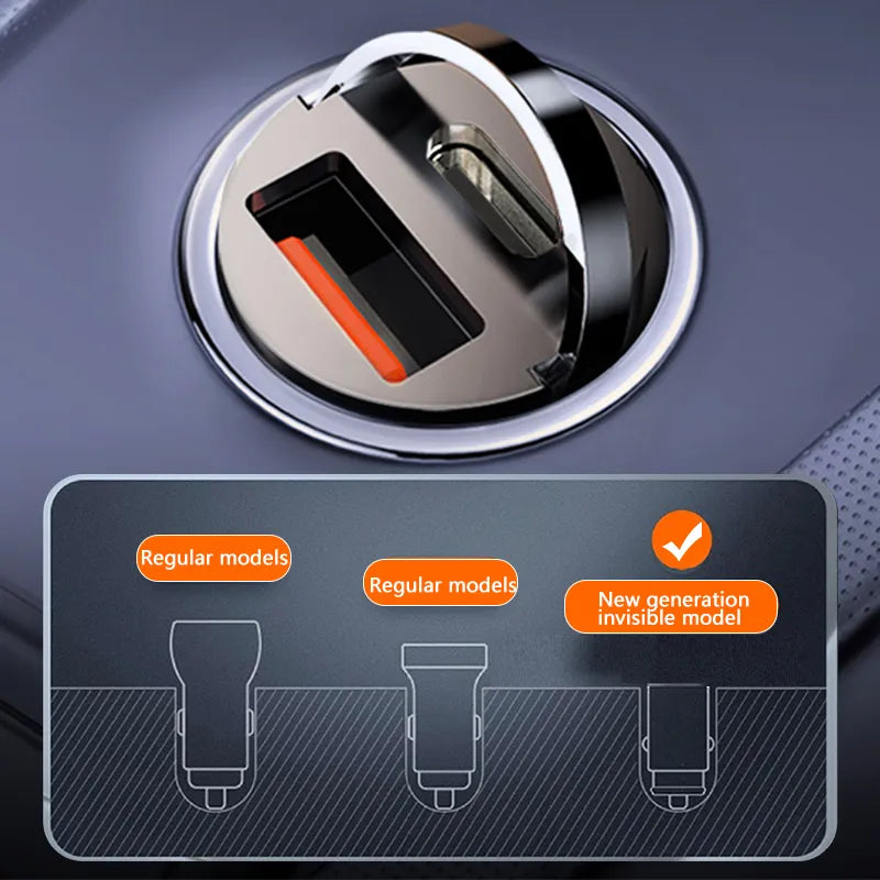 100W Mini Car Charger Lightweight usb & usb c