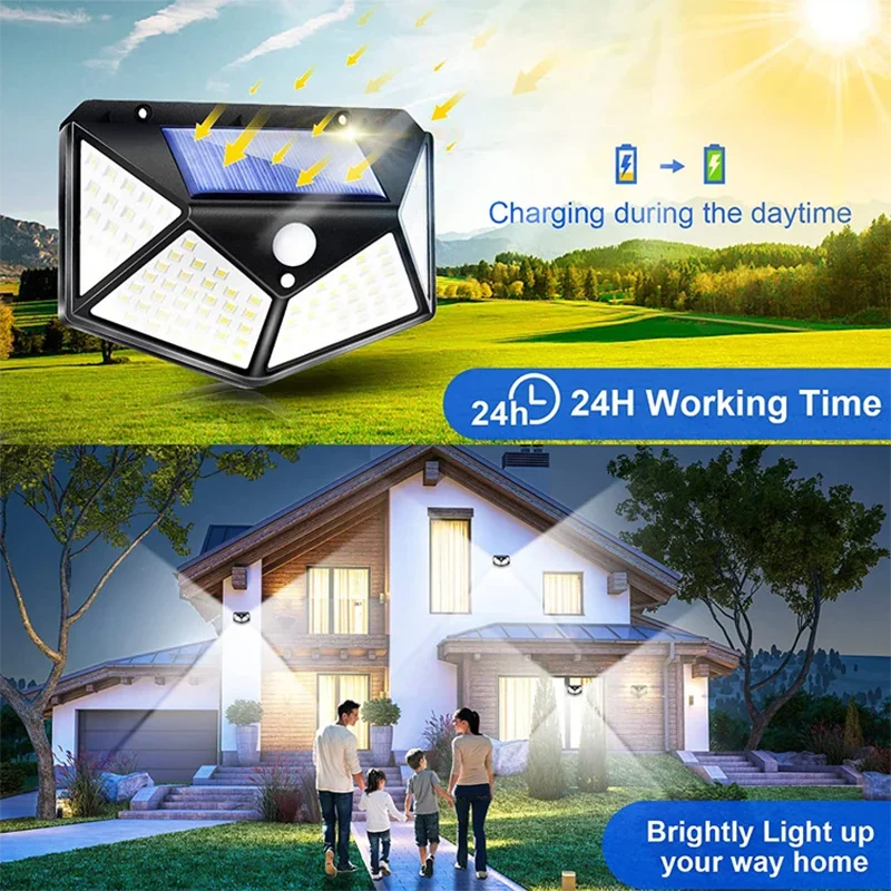 1/2/4/6Pcs 100 LED outdoor Wall Lights