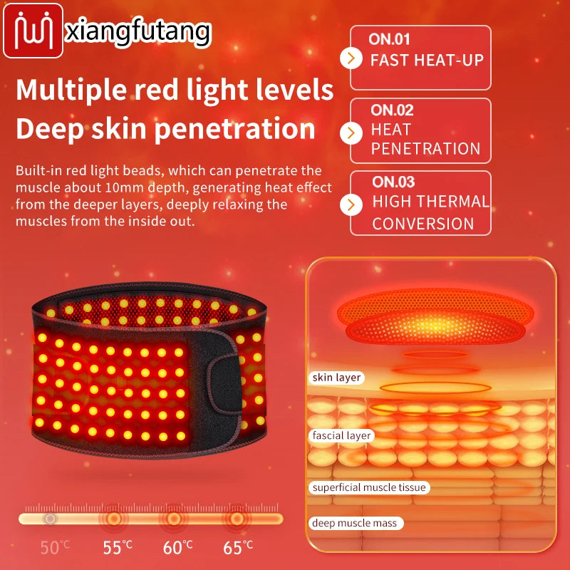 Red Light Therapy Belt -3-Gear Heat & Vibration，